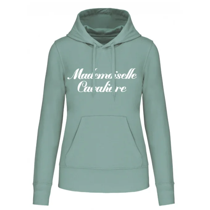 SWEAT A CAPUCHE Mademoiselle Cavalière VERT SAGE